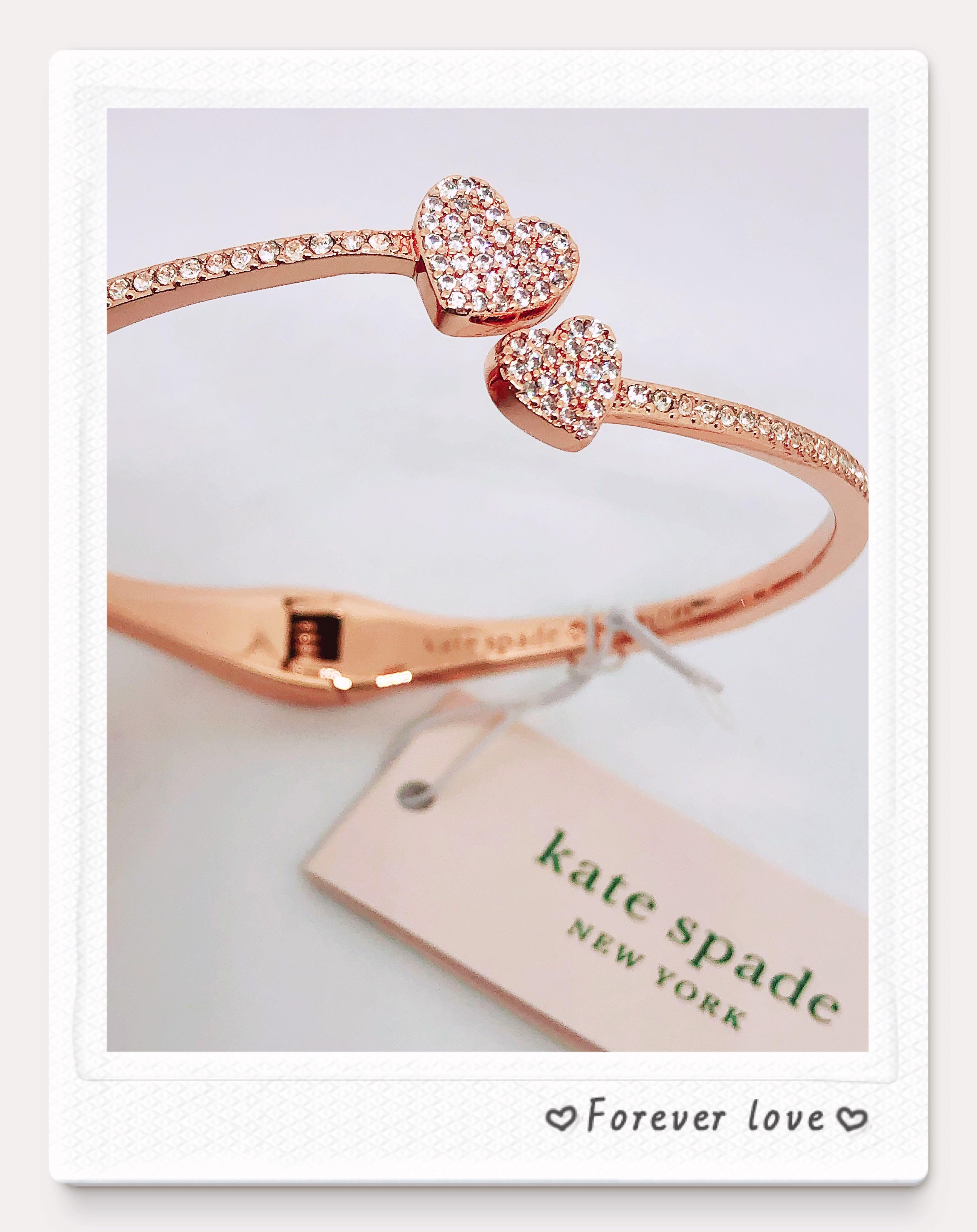 Kate Spade Yours Truly Pave Open Hinge Cuff - clear/ rose gold, Women's  Fashion, Jewelry & Organisers, Precious Stones on Carousell