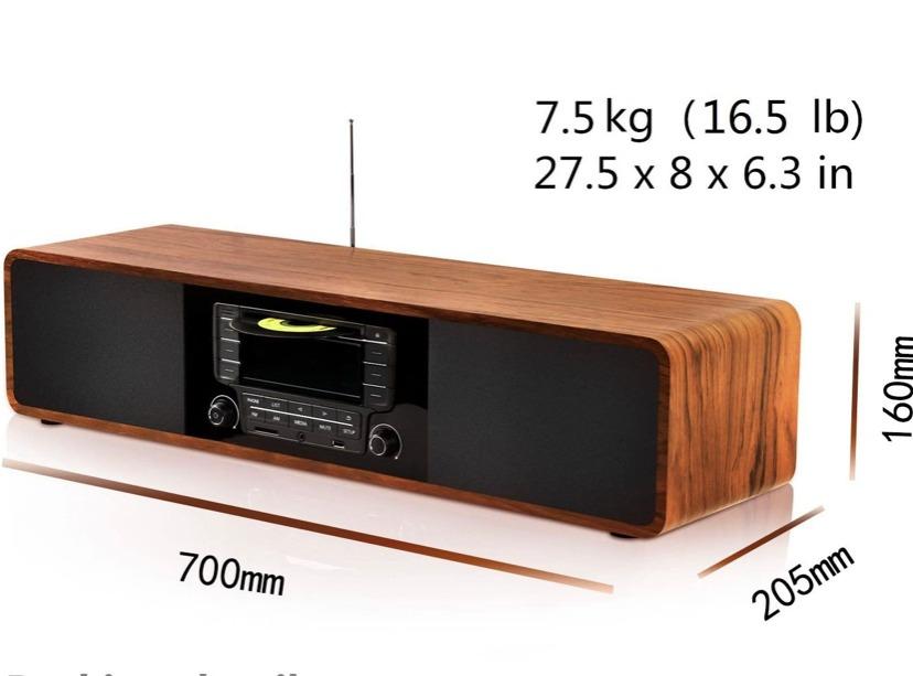 KEiiD Compact CD/MP3 Player Stereo Wooden Desktop Bluetooth HiFi