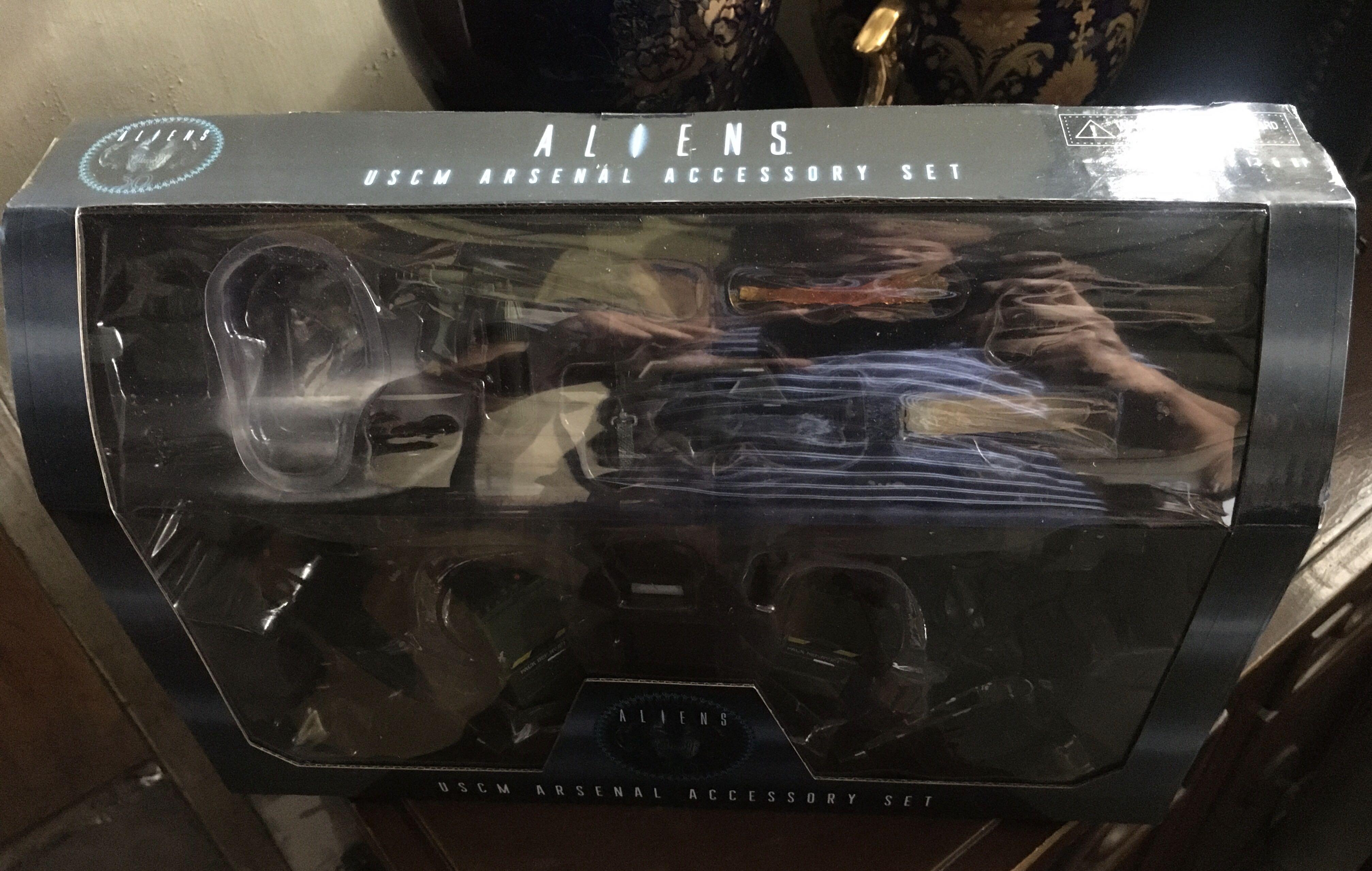 NECA ALIENS USCM ARSENAL WEAPONS PACK ALIEN PREDATOR (Category: Action & Battle Toys) located in Makati City. Submitted by tudortiger2000 (Listing ID 1012905474, Image 3). Description: NECA ALIENS USCM ARSENAL WEAPONS PACK ALIENS 12 piece Aliens weapons assortment: - Sentry guns x2 (with battery packs) - Laptop x2 (with hinged screens and individual screen displays) - Pulse rifle + muzzle flash effect - Flame thrower + flame effect - Shotgun - Pi