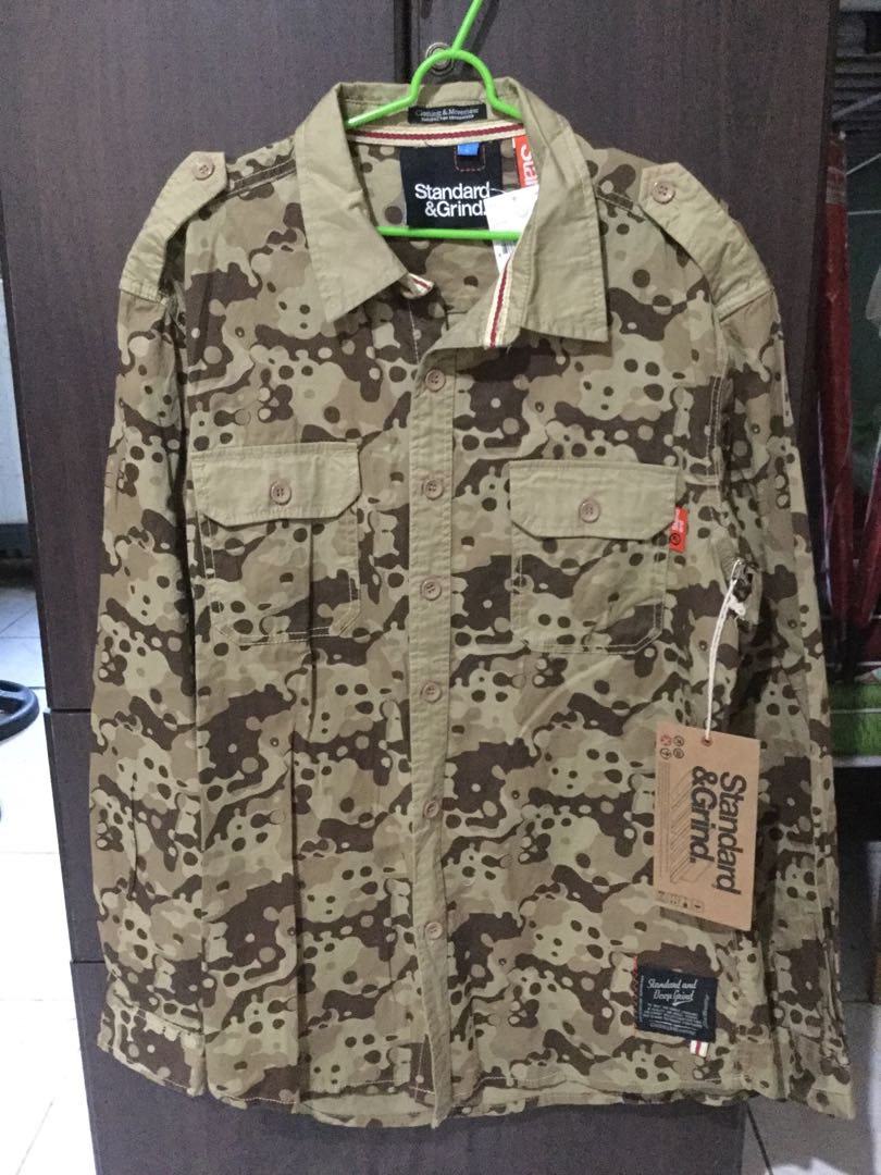 New Standard Grind Camo Long Sleeve Polo Men S Fashion Clothes