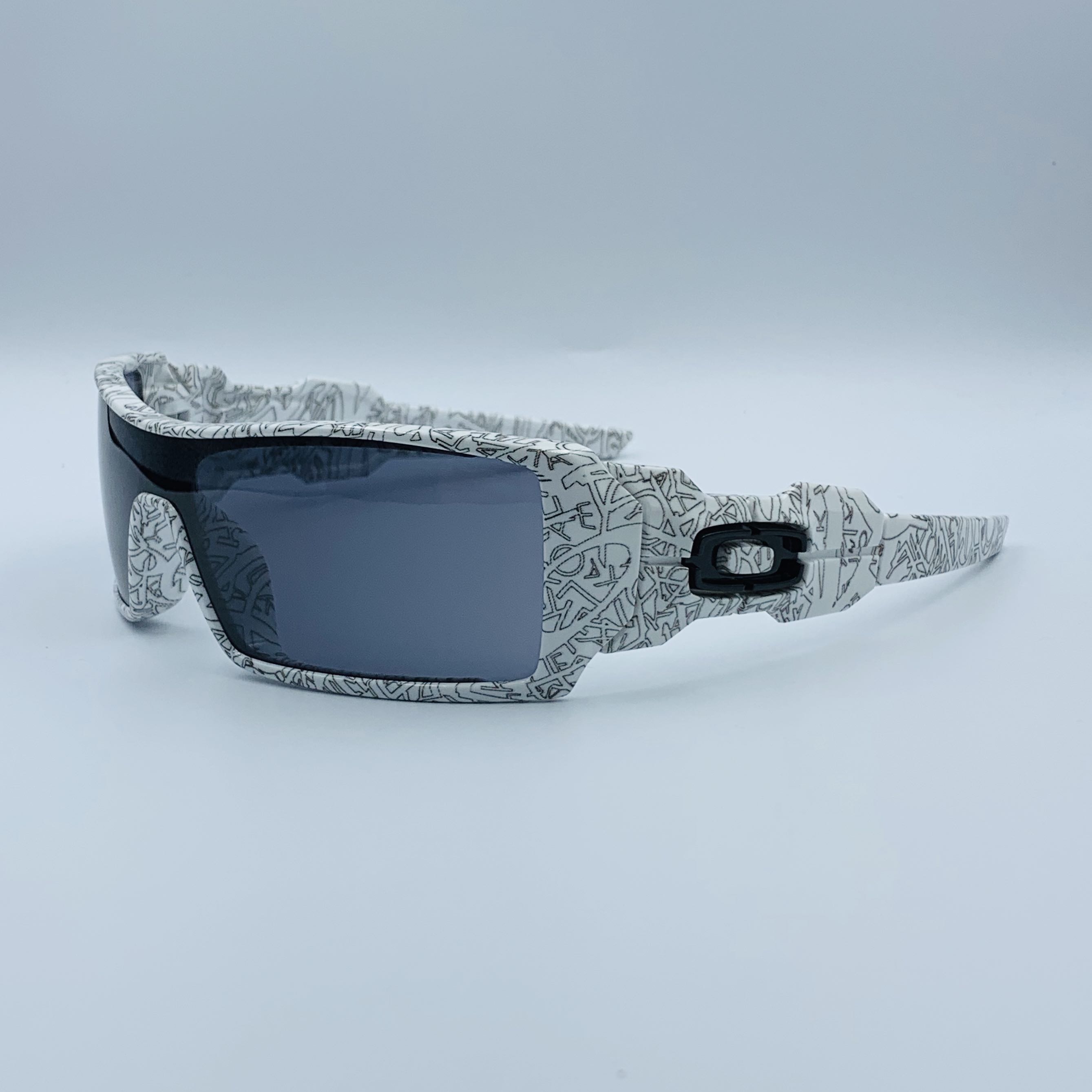 Oakley Oil Rig White Text Print Paint Grey lens Men s Fashion Watches Accessories Sunglasses Eyewear on Carousell