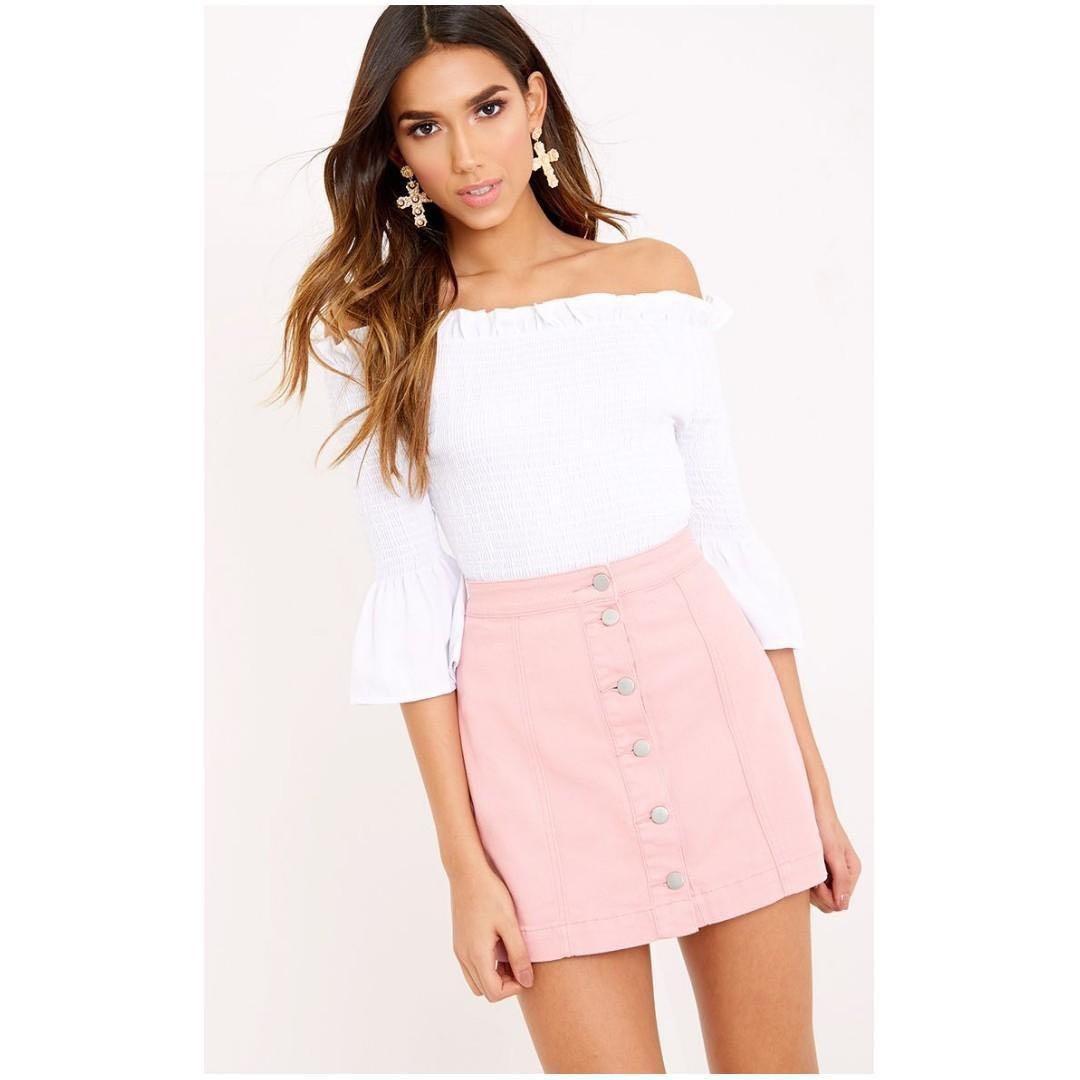 Pink Button Down Skirt