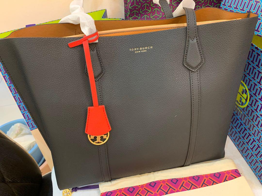 Ready Stock authentic Tory Burch Perry triple totes large summer clearance in black