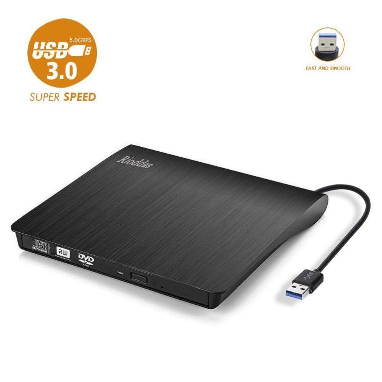 Rioddas External Cd Drive Usb 3 0 Portable Cd Dvd Rw Drive