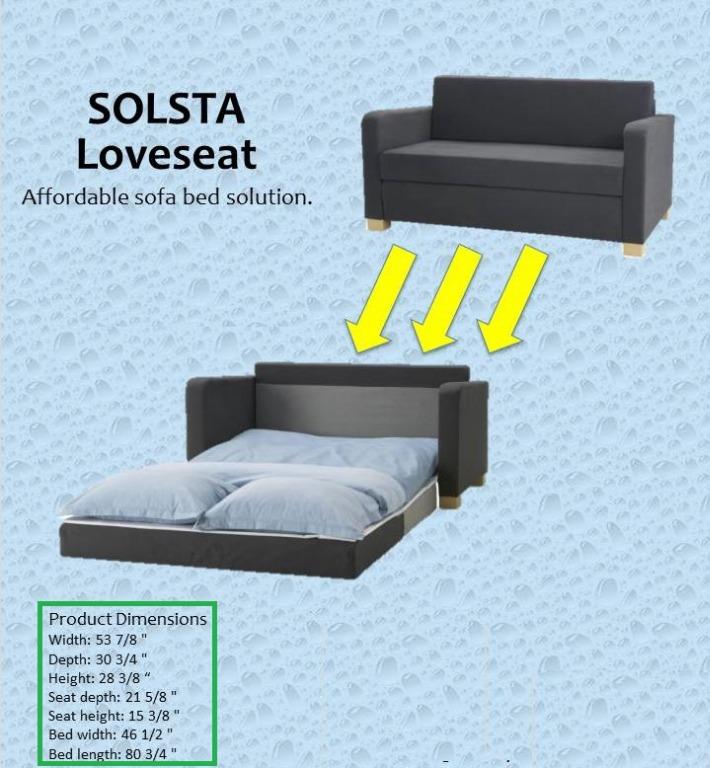 Sofa bed with cover case (Solsta Ikea), Furniture & Home Living