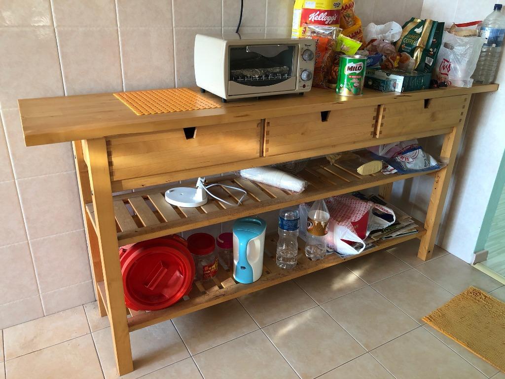 Solid Wood Kitchen Work Bench Furniture Tables Chairs On Carousell