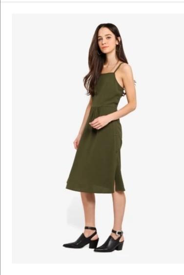 straight neck midi dress