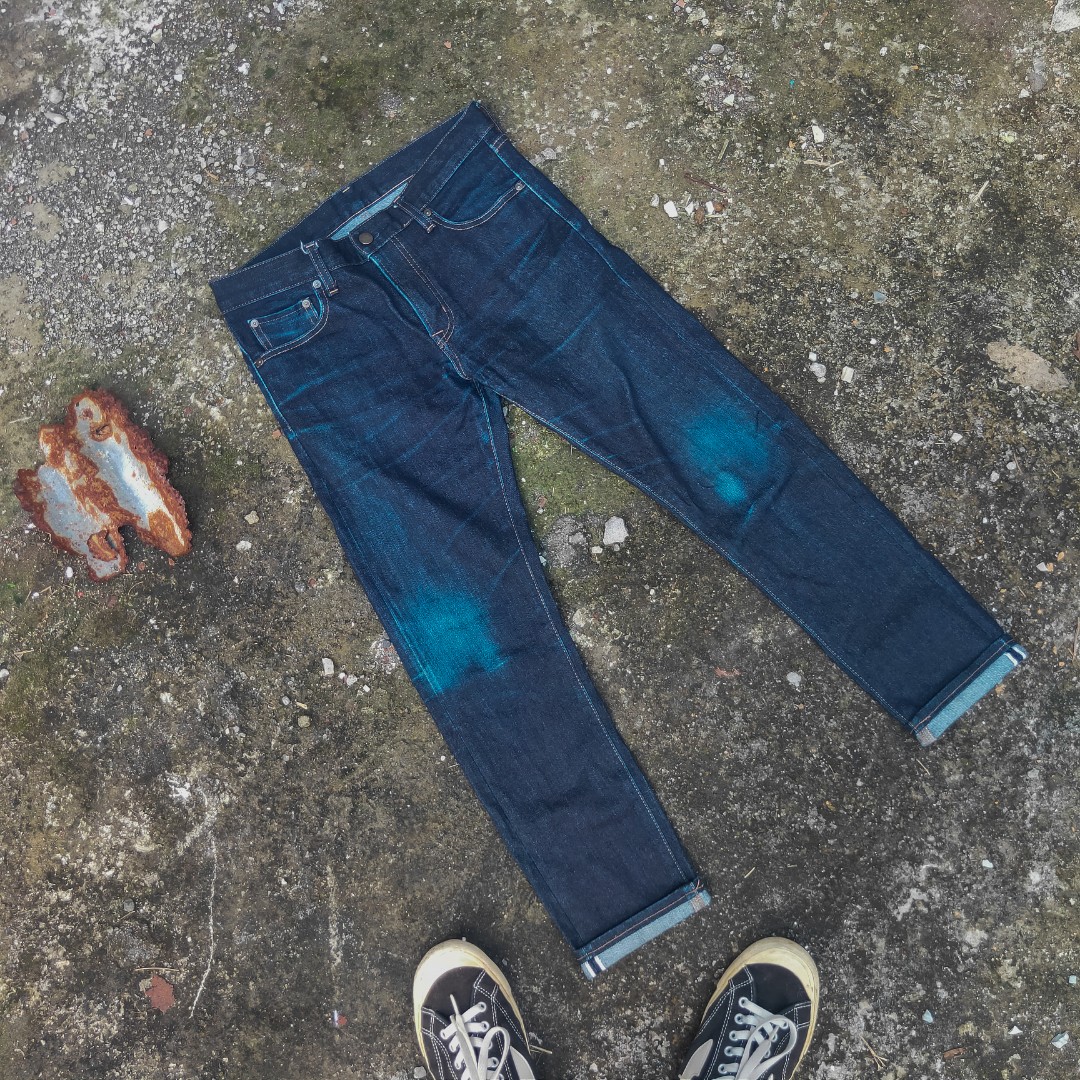 Uniqlo Selvedge fabric japanese by kaihara, Fesyen Pria, Pakaian