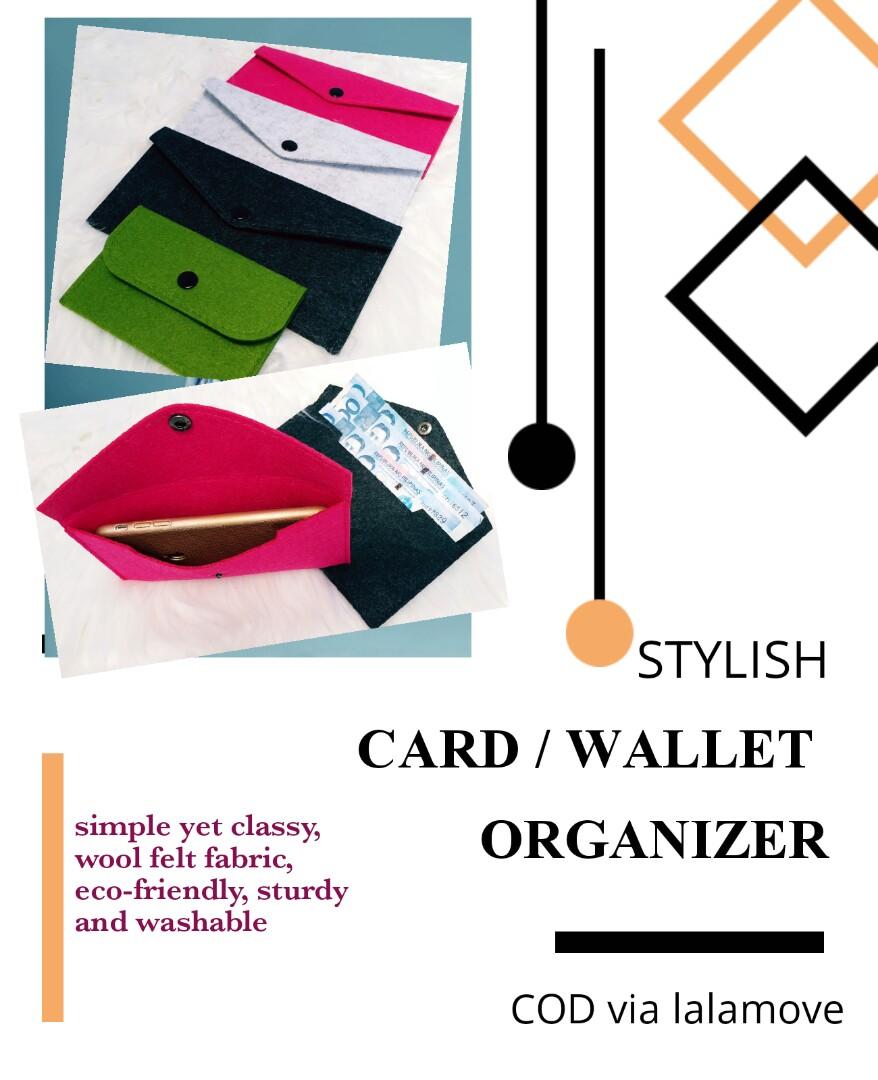 Wallet / card organizer (Category: Wallets & Card holders) located in Las Pinas. Submitted by modish8 (Listing ID 1012716356, Image 1). Description: Sturdy and can be washed, classy yet budget-friendly. COD via lalamove.