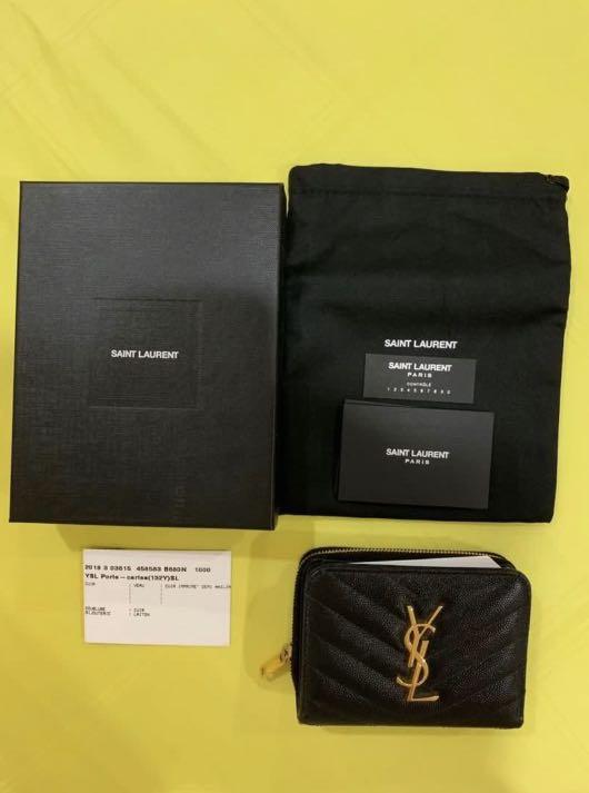 YSL Classic Monogram Compact Wallet, Women's Fashion, Bags & Wallets