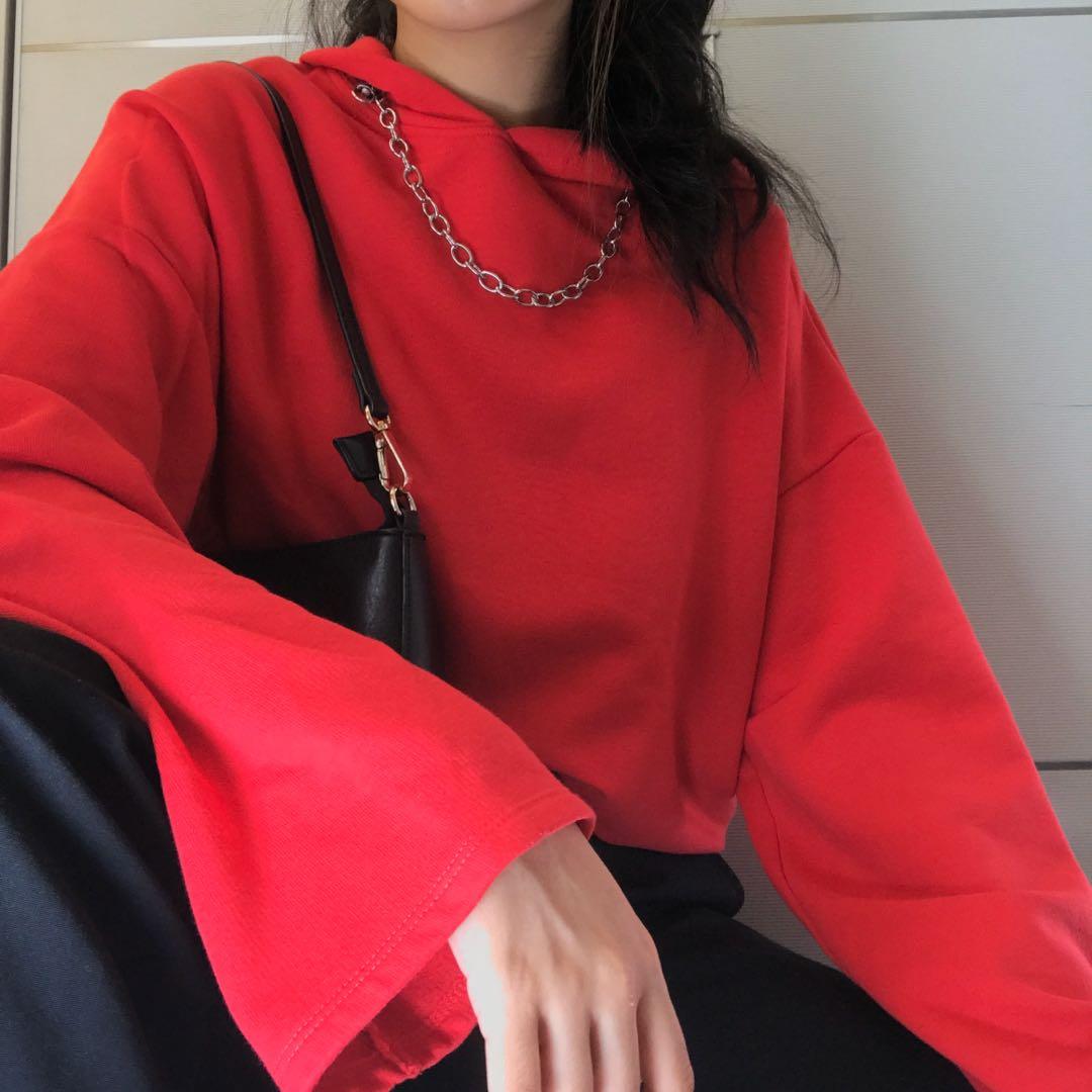 Red store hoodie zara