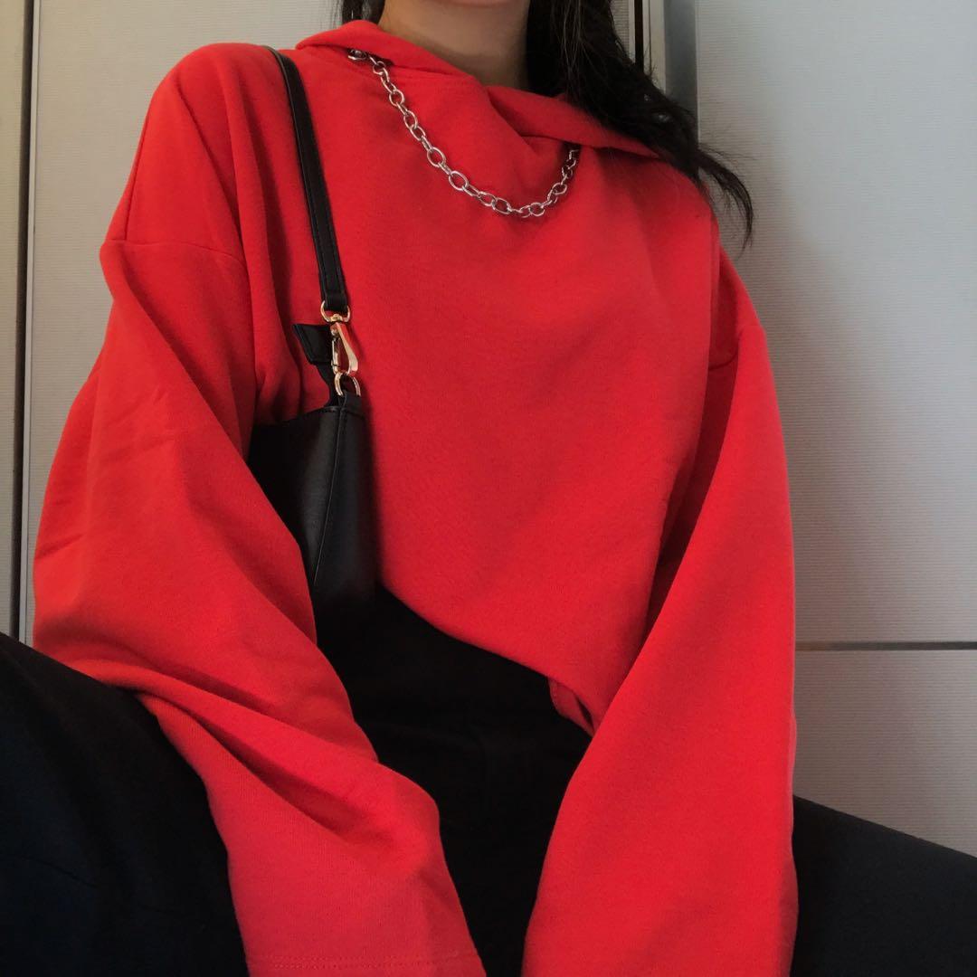 zara red cropped hoodie, Women's 