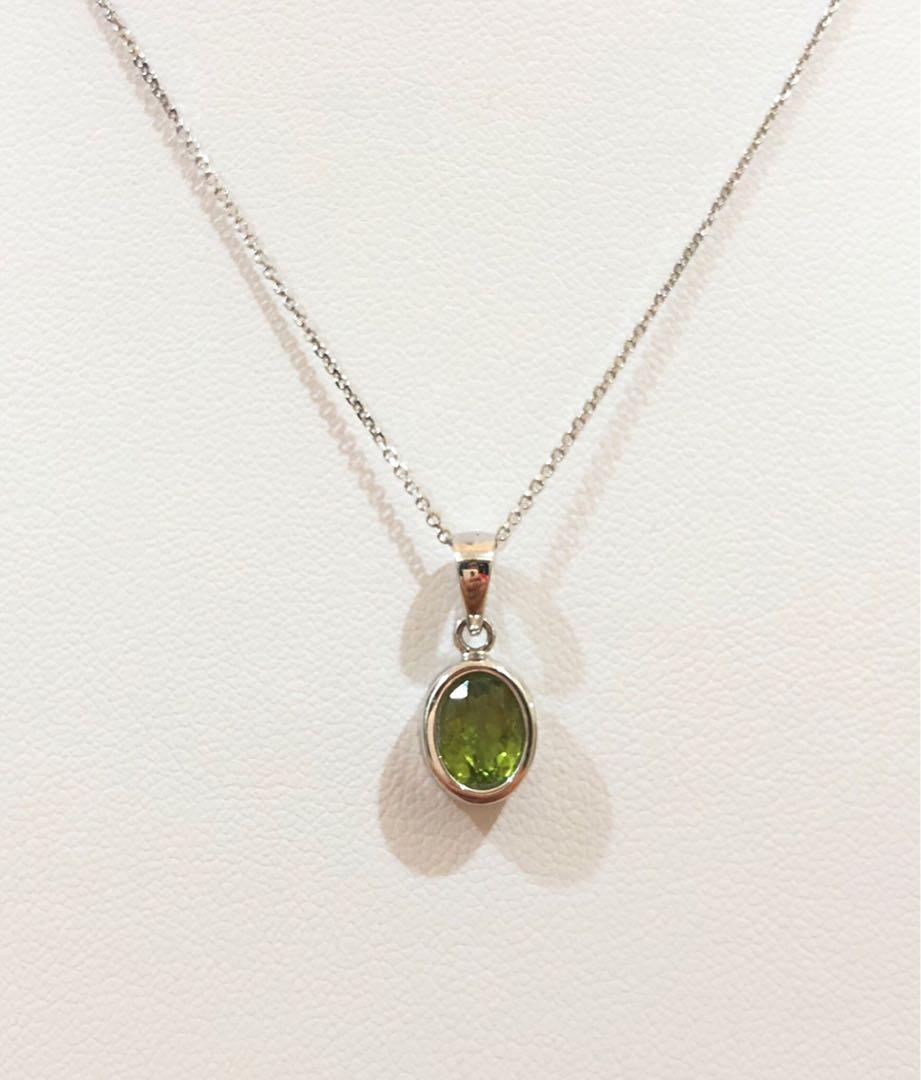 18k 750 White Gold Peridot Pendant Women s Fashion Jewelry