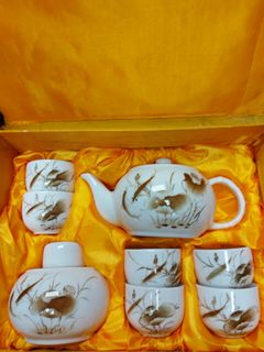 Juego de utensilios para té con tinta y color, ocho piezas