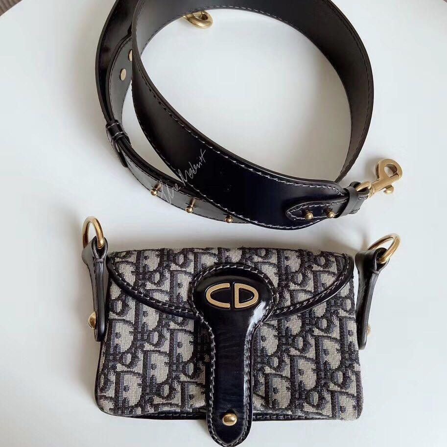 Authentic Vintage Christian Dior Bobby Oblique Jacquard Canvas Bag