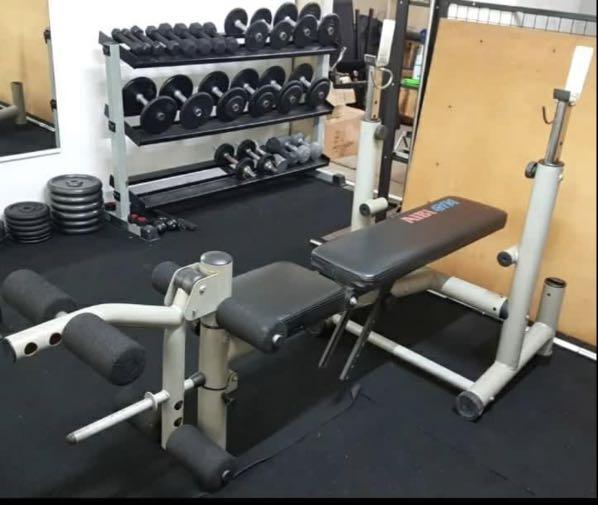 Workout Benches Aibi Foldable Bench Press Rubberised Weight / Chrome Plates / Hex dumbbell