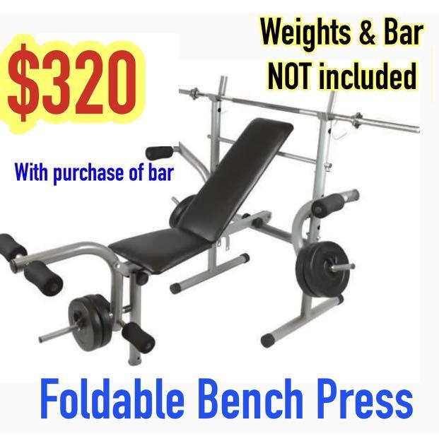 Workout Benches Aibi Foldable Bench Press Rubberised Weight / Chrome Plates / Hex dumbbell
