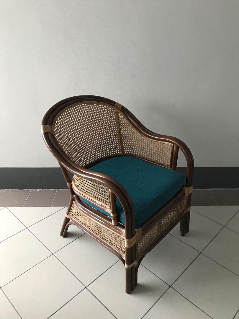 Bend wood rattan vintage armchair reading chair, Furniture, Tables