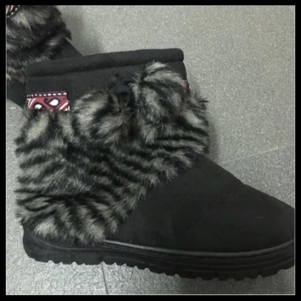 black furry boots