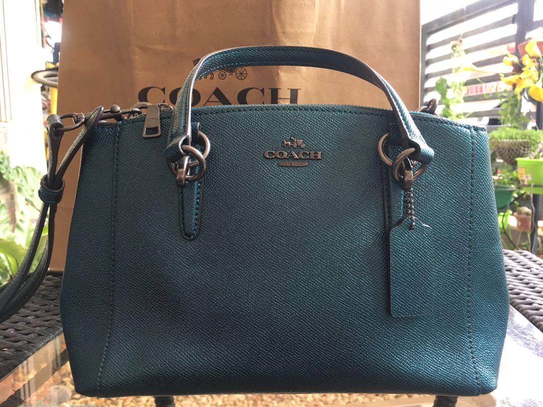 Coach metallic blue handbag hotsell