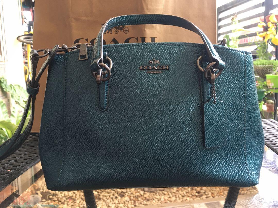 Metallic blue coach purse discount