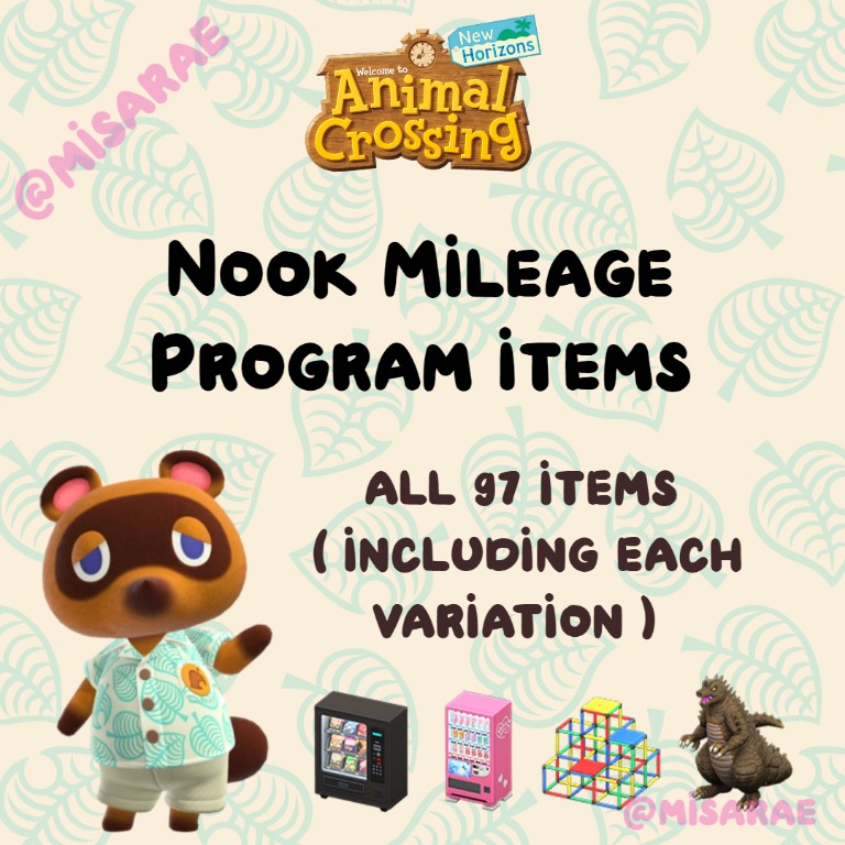 COMPLETE NOOK MILES PROGRAM ITEMS: Animal Crossing New Horizons, ACNH, Toys  & Games, Video Gaming, In-Game Products on Carousell