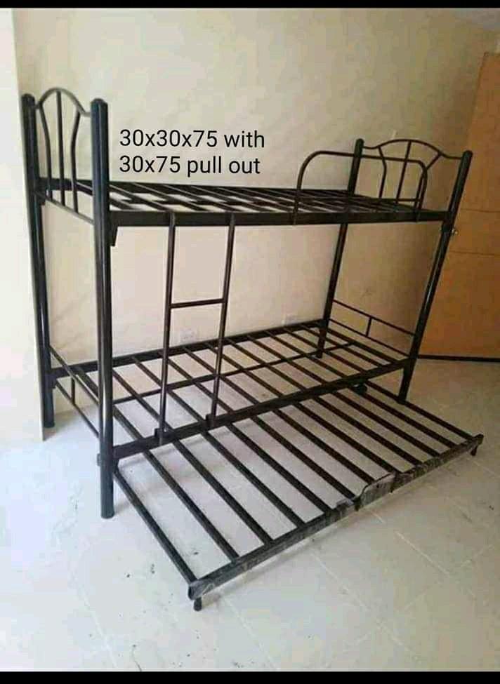 Double deck w/pullout (Category: Bed Frames & Mattresses) located in Manila. Submitted by jhengsellav (Listing ID 1013004520, Image 1). Description: double deck single w/pull.out powder coated brand new heavy duty contact# 09452147521.