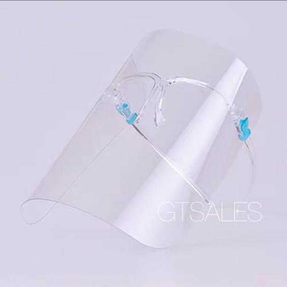 Face shield - Specs Version (Category: Everything Else) located in Singapore. Submitted by gtsales (Listing ID 1013087112, Image 1). Description: Hello folks! Grab one of this specs version face shield if you are looking for an additional layer of protection! Comes with Premium packaging box *Self collect at Yishun Dew Spring Material: PC/PET Measurements: 22cm x 19cm Tags: mask surgical stay home protect water droplets adult kids spectacle versi