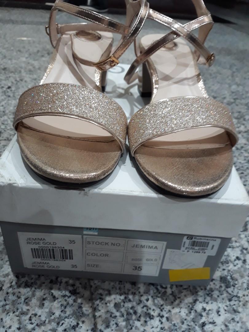gold block heels size 5