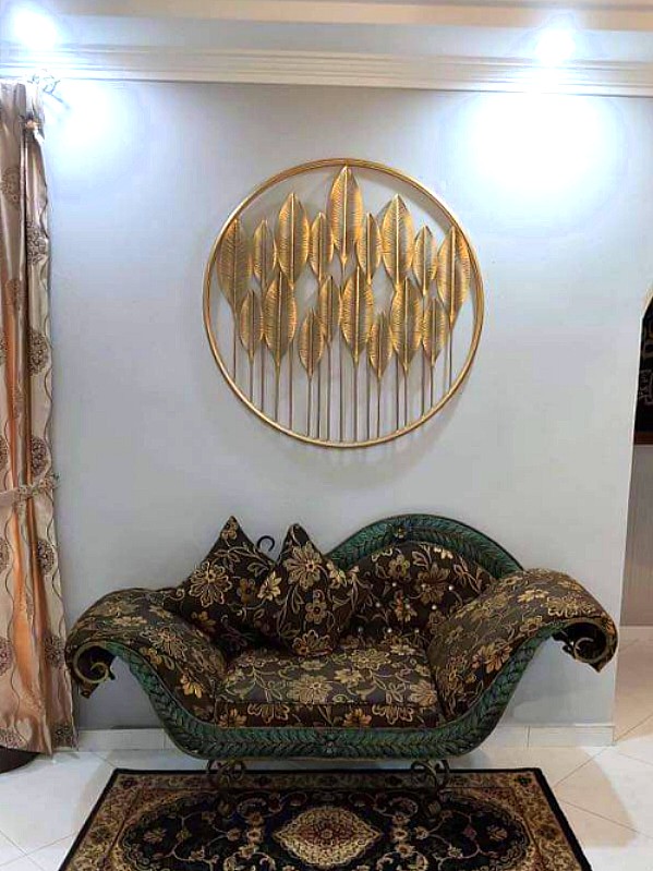 Gold Leaf Leaves Stalk Framed Wall Art Decor Sculpture Furniture