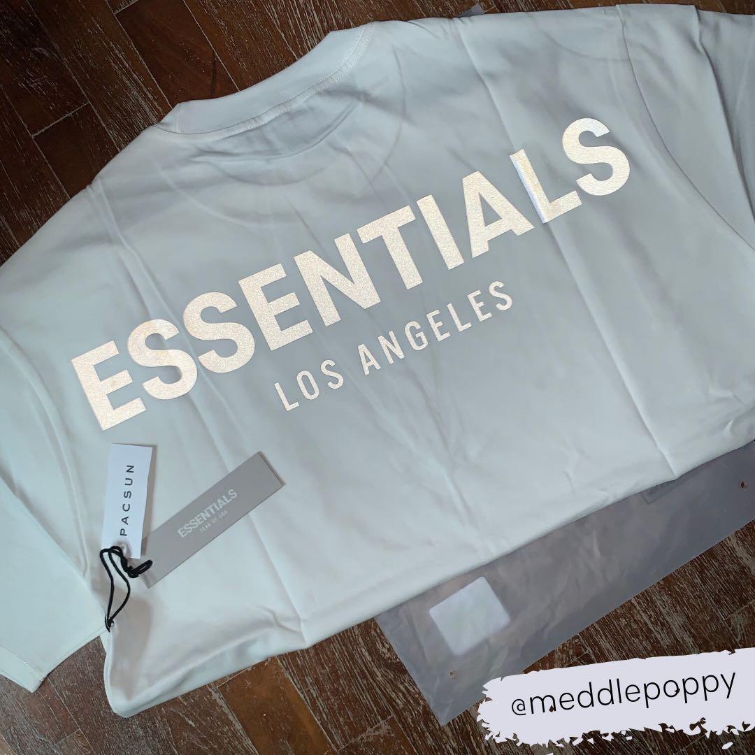 Instock Fear Of God Essentials Los Angeles Boxy Tee Fog La Men S Fashion Clothes Tops On Carousell