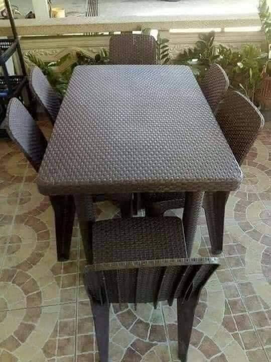 Mexico Table Set Plastic Rattan 36x48 in., Babies & Kids, Baby Nursery ...