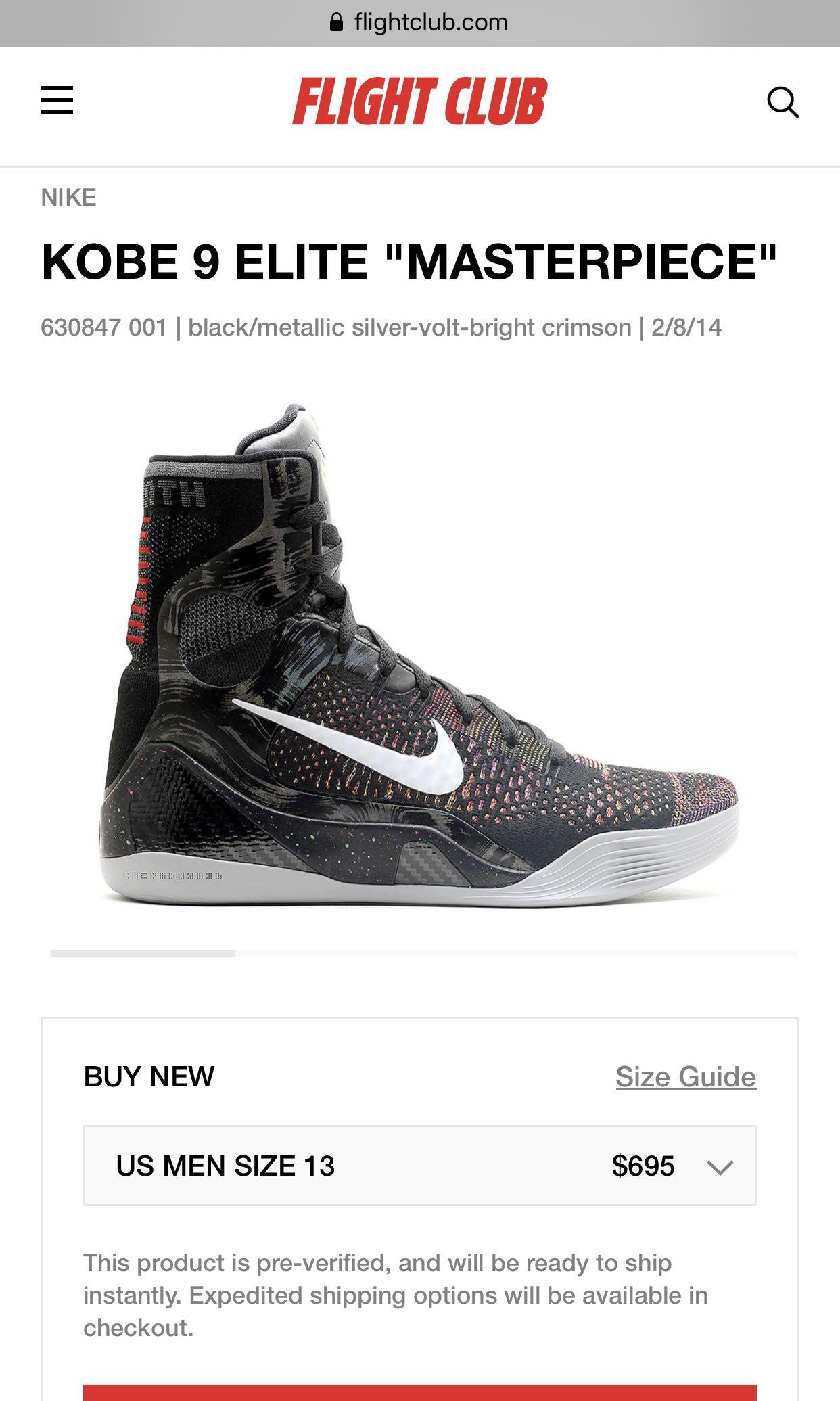 Kobe 9 masterpiece for sale sales