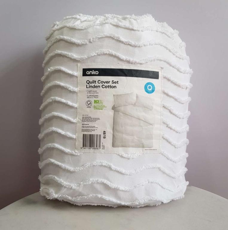 Linden Cotton Quilt Cover Set Queen Bed, Furniture & Home Living