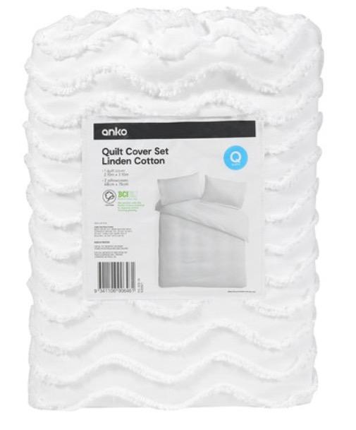 Linden Cotton Quilt Cover Set Queen Bed, Furniture & Home Living