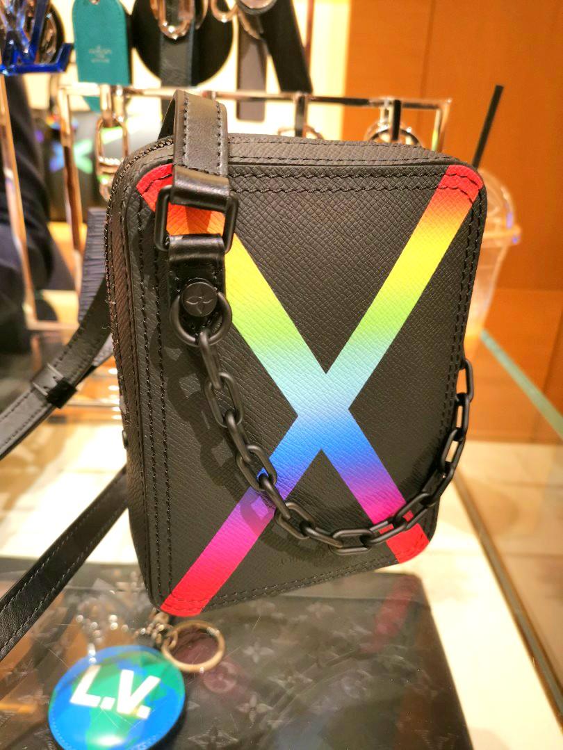 Louis Vuitton Danube Messenger Bag Rainbow Taiga Leather Black