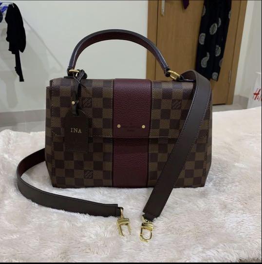 Louis Vuitton Bond Street Top Handle Bag Damier Burgundy Leather MM Brown