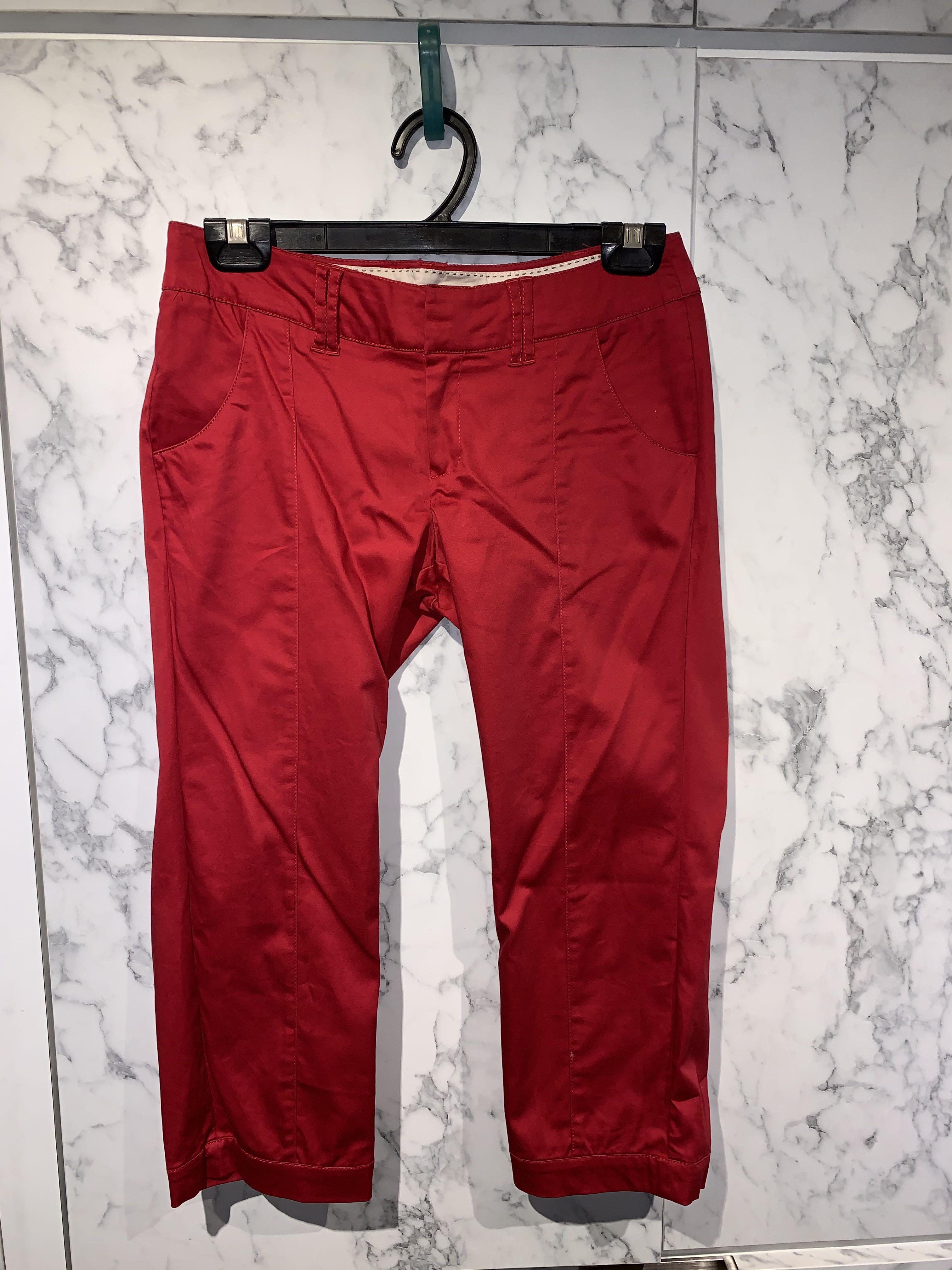womens red capri jeans