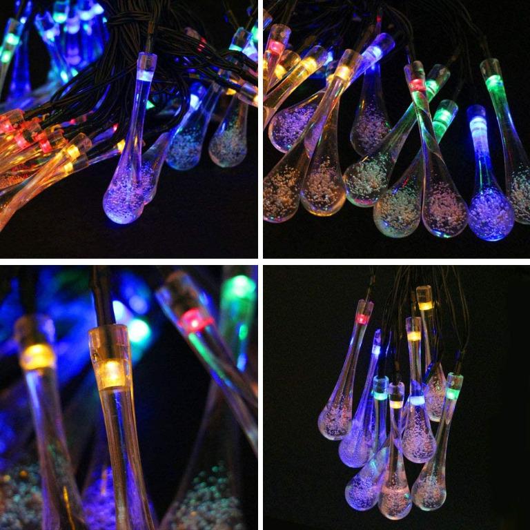 Mzd8391 Solar String Lights 30 Led Waterdrop String Lights