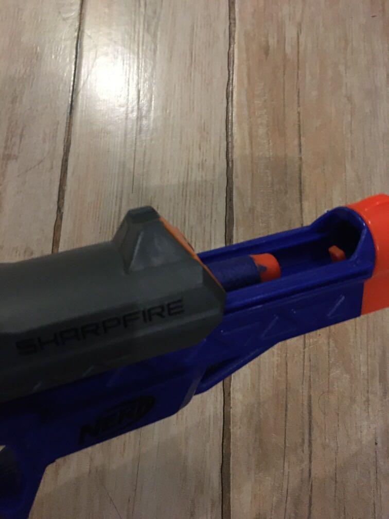 Nerf sharp fire (Category: Action & Battle Toys) located in Pasig City. Submitted by kertnoy (Listing ID 1013030124, Image 3). Description: -No scratches -nakadisplay lang - 1 dart -payment via BDO -shiiping will be shouldered by buyer bia grab or lalamove.