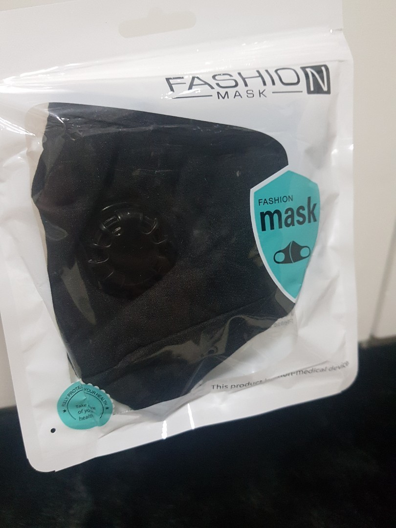 NEW Black Washable Reusable Cotton Face Mask w/ PM2.5 Filter Pocket 1pc