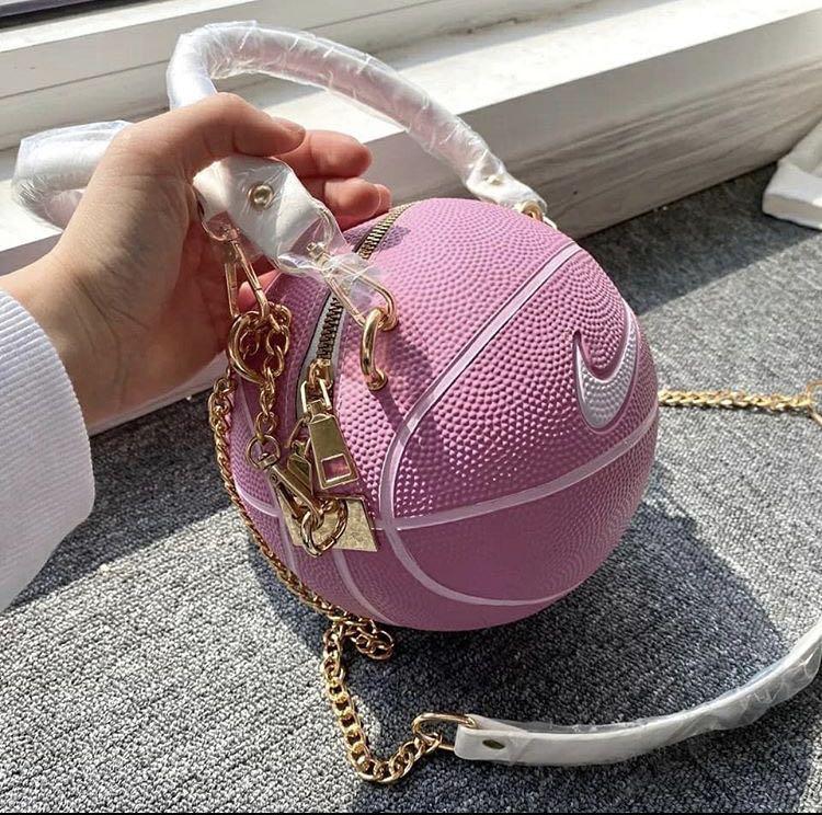 Fashion Female Leather Pink Basketball Bag Ball Purses For Teenagers Women  Shoulder Bags Crossbody Chain Hand Bags (Color : Beige white): Handbags:  Amazon.com