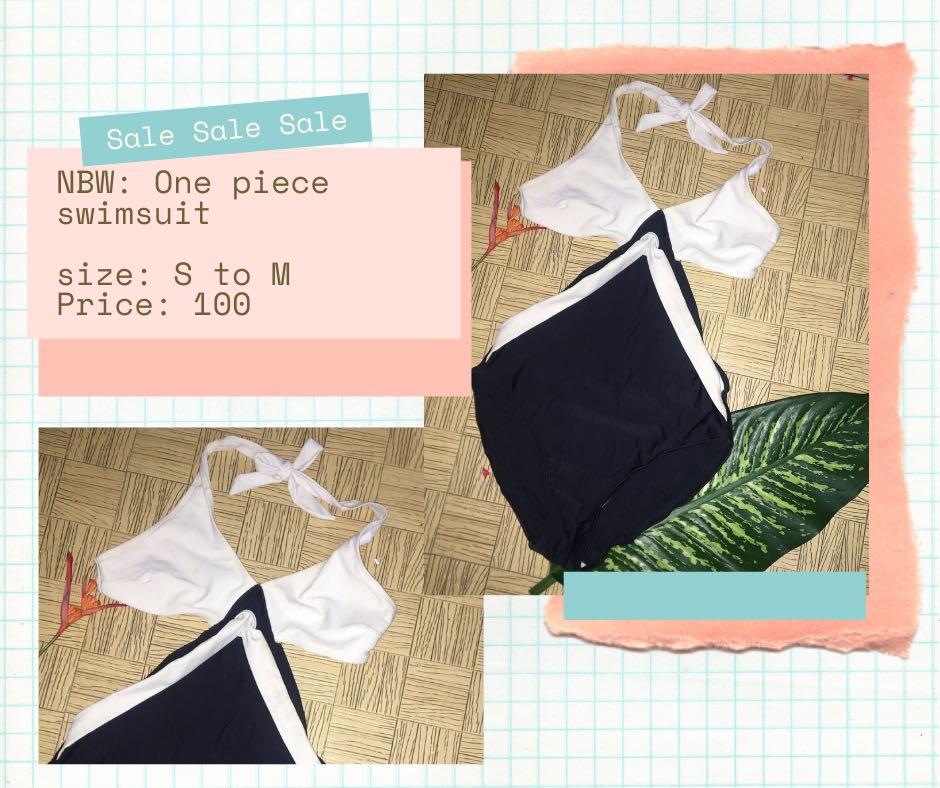 One piece bikini black and white swimsuit, Women's Fashion, Swimwear