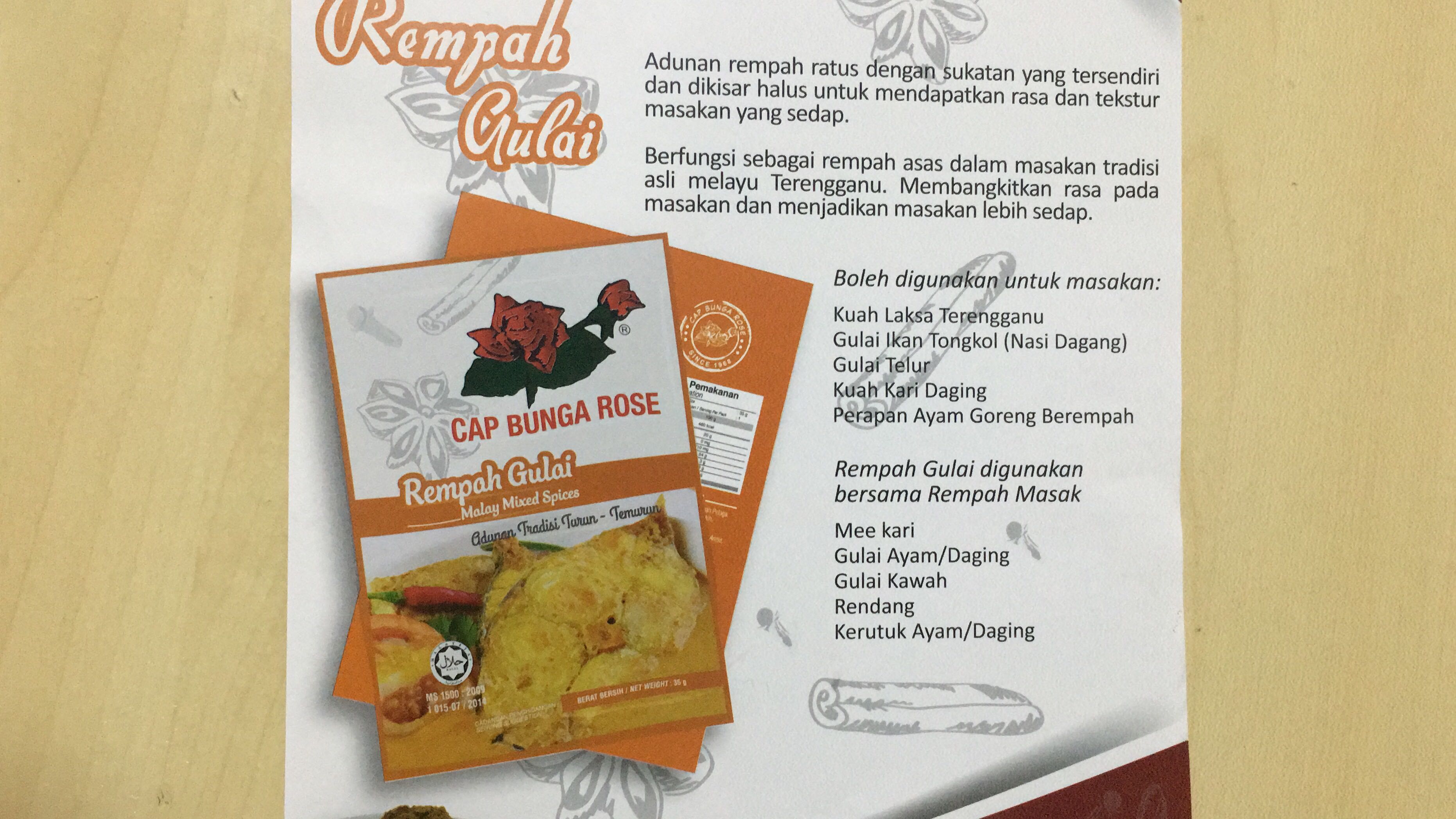 Rempah Gulai Dan Masak Cap Bunga Rose Food Drinks Local Delights Halal Main Meals On Carousell