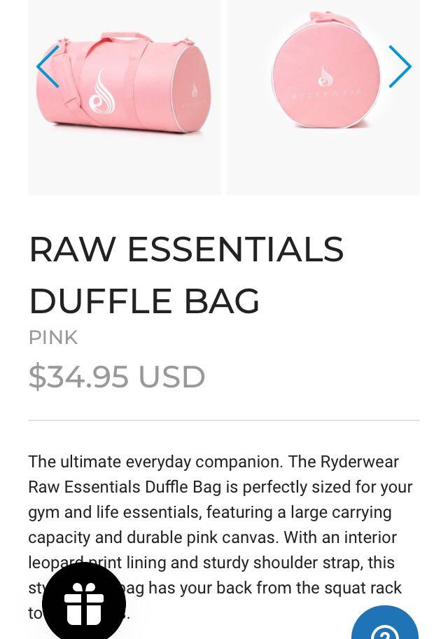 Ryderwear Raw Essentials Duffle Gym Bag Pink Leopard Limited Edition