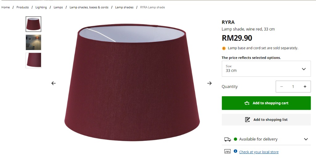 Red lamp shade shop ikea
