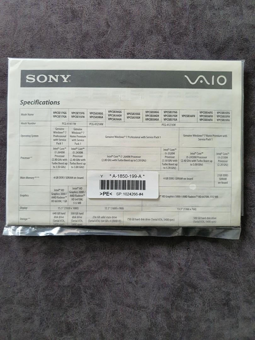 sony vaio recovery disc, Computers & Tech, Parts & Accessories, Hard