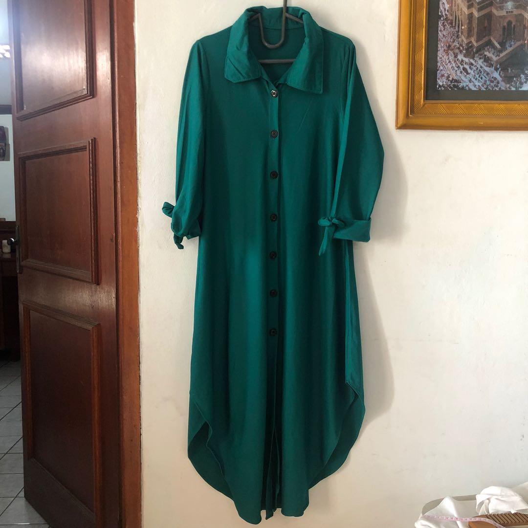 Tunik Hijau Emerald Fesyen Wanita Pakaian Wanita Gaun Rok Di Carousell