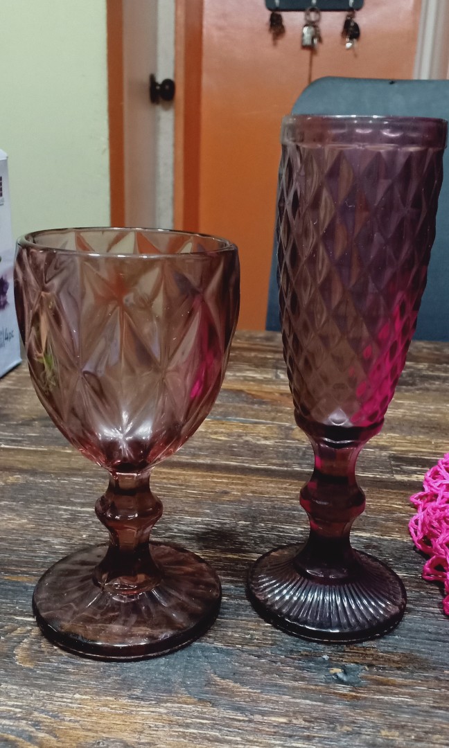 wine glasses and water goblets