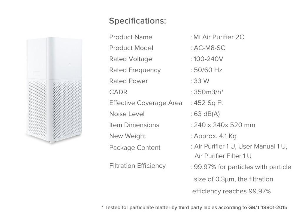Xiaomi Air Purifier 2c Hepa Filter Home Appliances Cooling Air Care On Carousell